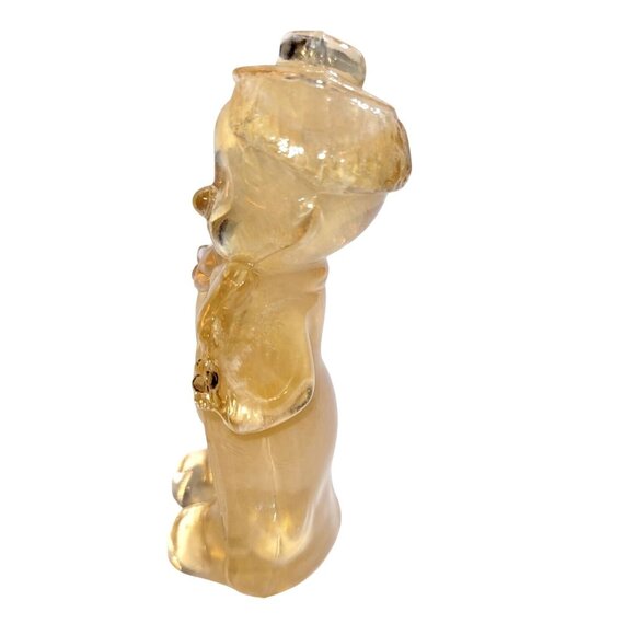 Vintage Boyd Art Glass Chuckles Clown Figurine Pink Slag Glass 3.75" UV Glow - Picture 3 of 9